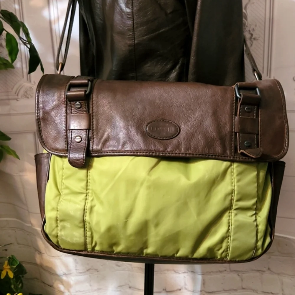 Fossil Leather/Nylon Messenger Bag - Picture 1 of 17